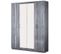 Armoire 4 Portes Battantes 2 Miroirs Laqué Gris Brillant - Feny - L 181 X L 54 X H 210 Cm