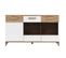 Buffet 3 Portes Battantes Chêne Miel/blanc LED - Apodis - L 155.5 X L 39,5 X H 90 Cm