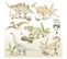 Sticker Mural Dinosaures Aquarelles Pour Décoration Enfantine 70 X 70 Cm Beige