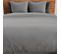 Housse De Couette + 2 Taies 240 X 260 Cm Microfibre Lavee Intemporel Gris