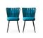 Lot De 2 Chaises Scribe Métal Noir Et Velours Turquoise