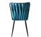 Lot De 2 Chaises Scribe Métal Noir Et Velours Turquoise