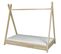 Lit Pour Enfant Maison 2-en-1 Avec Tente Cabane En Bois Naturel (160x80 Cm) - Bois