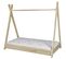 Lit Pour Enfant Maison 2-en-1 Avec Tente Cabane En Bois Naturel (160x80 Cm) - Bois