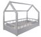 Lit Pour Enfant Maison Cabane En Bois Naturel 2-en-1 Avec Barreaux 160x80 Cm - Gris