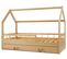 Lit Enfant Maison Scandinave Bois Naturel Avec Tiroir, Barrières De Sécurité (160x80cm)