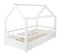 Lit Pour Enfant Maison Cabane En Bois Naturel 2-en-1 Avec Barreaux : 160x80 Cm - Blanc