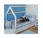 Lit Pour Enfant Maison Cabane En Bois Naturel 2-en-1 Avec Barreaux : 160x80 Cm - Blanc