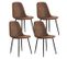 Ensemble de 4 chaises de salle à manger, siège scandinave vintage en daim artificiel