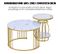 Lot de 2 tables basses rondes de salon avec structure en métal, tables modernes, blanc