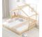 Lit cabane enfant extensible 90x200, lit simple et double, en bois massif, naturel