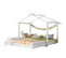 Lit enfant cabane 90x180x190 en bois massif lit au sol convertible avec sommier à lattes blanc