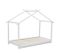 Lit enfant cabane 90x180x190 en bois massif lit au sol convertible avec sommier à lattes blanc