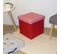 Pouf Coffre Carré Pliable Scandinave Rouge