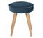 Pouf En Velours Bleu Foncé Pieds Bois Naturel Popy