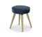 Pouf En Velours Bleu Foncé Pieds Bois Naturel Popy