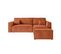 Pack - Clarisse - Canapé D'angle Convertible Réversible Avec Pouf En Velours Côtelé - Terracotta