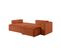 Pack - Clarisse - Canapé D'angle Convertible Réversible Avec Pouf En Velours Côtelé - Terracotta