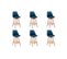 Lot De 6 Tabourets De Bar Scandinave Andrea Avec Pieds Bois - Bleu