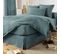 Housse De Couette Double Gaze De Coton Bleu Canard 240x220 Cm