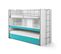 Lit Superposé 3 Couchages 90x200, Avec Bureau Turquoise