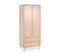 Armoire 2 Portes 2 Tiroirs Bois Clair Impression Cannage