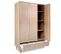 Armoire 3 Portes 3 Tiroirs Bois Clair Impression Cannage