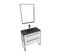 Pack Meuble De Salle De Bain 80x50cm Blanc - 2 Tiroirs - Vasque Resine Noire Effet Pierre - Miroir