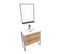 Pack Meuble De Salle De Bain 80x50cm Blanc - 2 Tiroirs Blanc - Vasque Blanche + Miroir Noir Mat