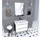 Pack Meuble De Salle De Bain 80x50 Cm - 2 Tiroirs Blanc - Vasque Blanche + Miroir Noir Mat