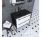 Meuble De Salle De Bain 80x50 Cm Noir Mat - 2 Tiroirs Blanc - Vasque Résine Noire Effet Pierre