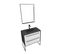 Pack Meuble De Salle De Bain 80x50 Cm - 2 Tiroirs - Vasque Résine Noire Effet Pierre + Miroir LED