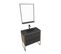 Meuble De Salle De Bain 80x50cm Chene Brun - 2 Tiroirs Noir Mat - Vasque Resine Noire Effet Pierre