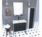 Pack Meuble De Salle De Bain 80x50 Cm Noir - Vasque Résine Blanche + Miroir Noir Mat + Colonne