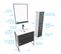 Pack Meuble De Salle De Bain 80x50 Cm Noir - Vasque Résine Blanche + Miroir Noir Mat + Colonne