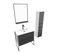 Pack Meuble De Salle De Bain 80x50 Cm Noir - Vasque Résine Blanche + Miroir Noir Mat + Colonne