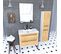 Pack Meuble De Salle De Bain 80x50 Cm - 2 Tiroirs - Vasque Blanche + Miroir Noir Mat + Colonne