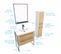 Pack Meuble De Salle De Bain 80x50 Cm - 2 Tiroirs - Vasque Blanche + Miroir Noir Mat + Colonne