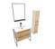 Pack Meuble De Salle De Bain 80x50 Cm - 2 Tiroirs - Vasque Blanche + Miroir Noir Mat + Colonne