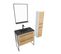 Ensemble De Salle De Bain 80 Cm Chêne Naturel + Vasque Noir + Miroir LED + Colonne De Rangement