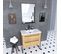 Meuble De Salle De Bain 80x50cm - Vasque Blanche - 2 Tiroirs Finition Chêne Naturel + Miroir