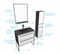 Pack Meuble De Salle De Bain 80x50 Cm - 2 Tiroirs Blanc - Vasque Noir - Miroir - Colonne Suspendu