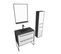 Pack Meuble De Salle De Bain 80x50 Cm - 2 Tiroirs Blanc - Vasque Noir - Miroir - Colonne Suspendu