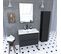 Pack Meuble De Salle De Bain 80x50 Cm Noir - 2 Tiroirs - Vasque Blanche - Miroir - Colonne Suspendu