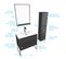 Pack Meuble De Salle De Bain 80x50 Cm Noir - 2 Tiroirs - Vasque Blanche - Miroir - Colonne Suspendu