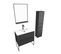 Pack Meuble De Salle De Bain 80x50 Cm Noir - 2 Tiroirs - Vasque Blanche - Miroir - Colonne Suspendu