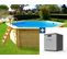 Piscine Bois " Hawai " - 4.10 X 1.18 M + Mini Pompe à Chaleur 3.5kw - Métal - Gris