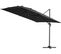 Parasol Jardin Déporté Alu "sun 3" - Carré - 3 X 3 M - Noir + Housse De Protection