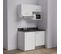 Kitchenette K02l - 120 Cm A Blanc - Nero - Évier À Droite