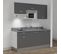 Kitchenette K30l - 180 Cm - Gris - Cromo - Évier à Droite